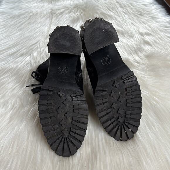 Laundry Black Satin Silver Studded Motto Boots - Picture 7 of 9